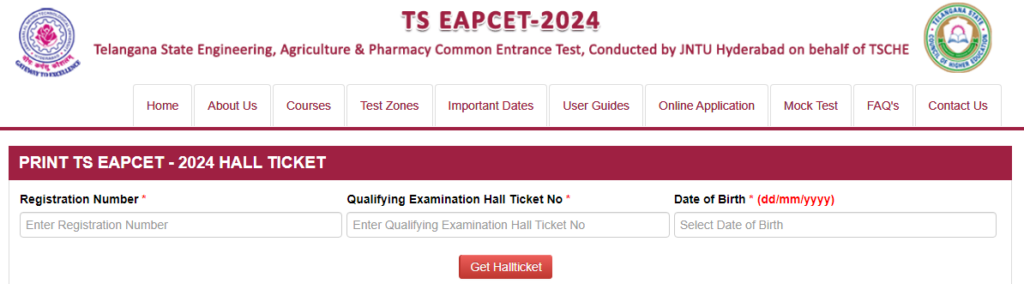 EAMCET Hall Ticket 2024